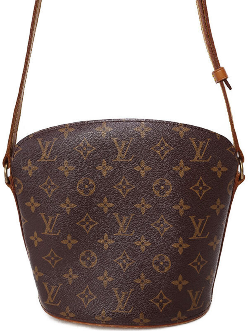 Louis Vuitton Monogram Druot Shoulder Bag Canvas Leather Brown